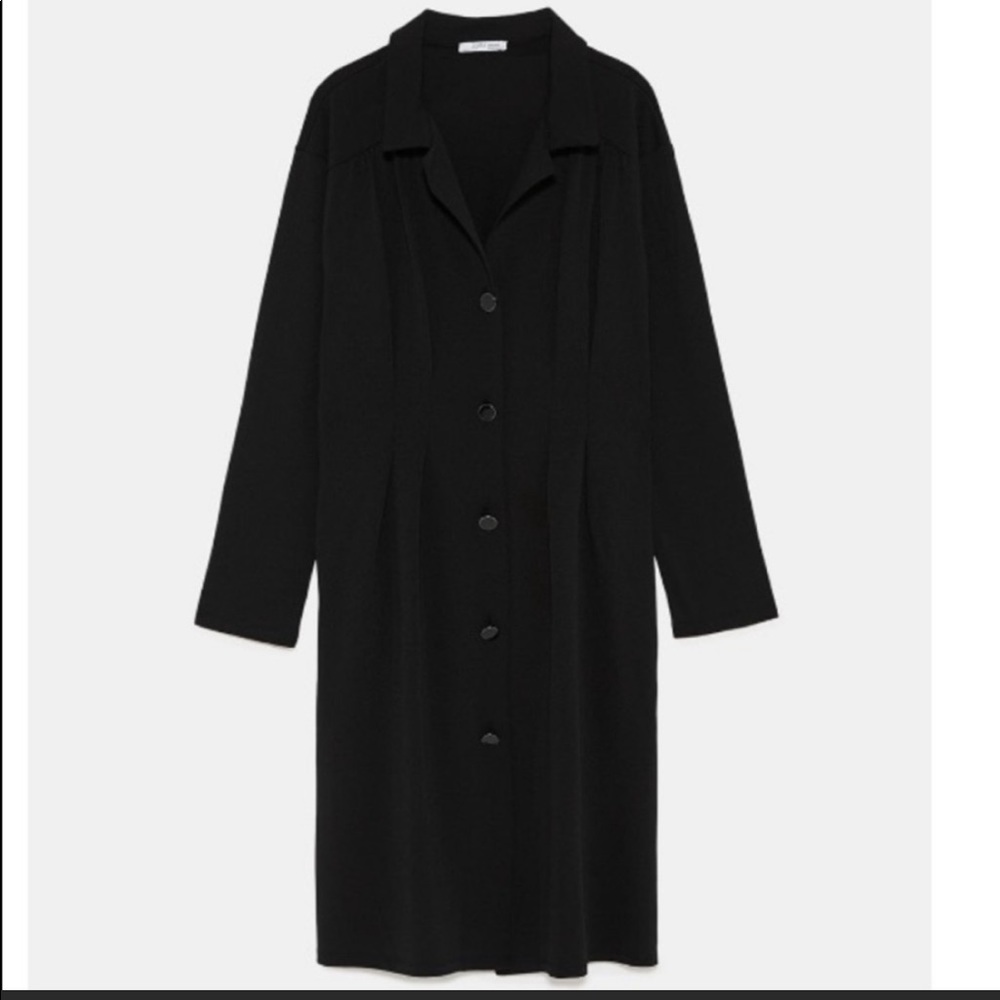 NWT Zara Front Button Up Dress- Black - Picture 9 of 11